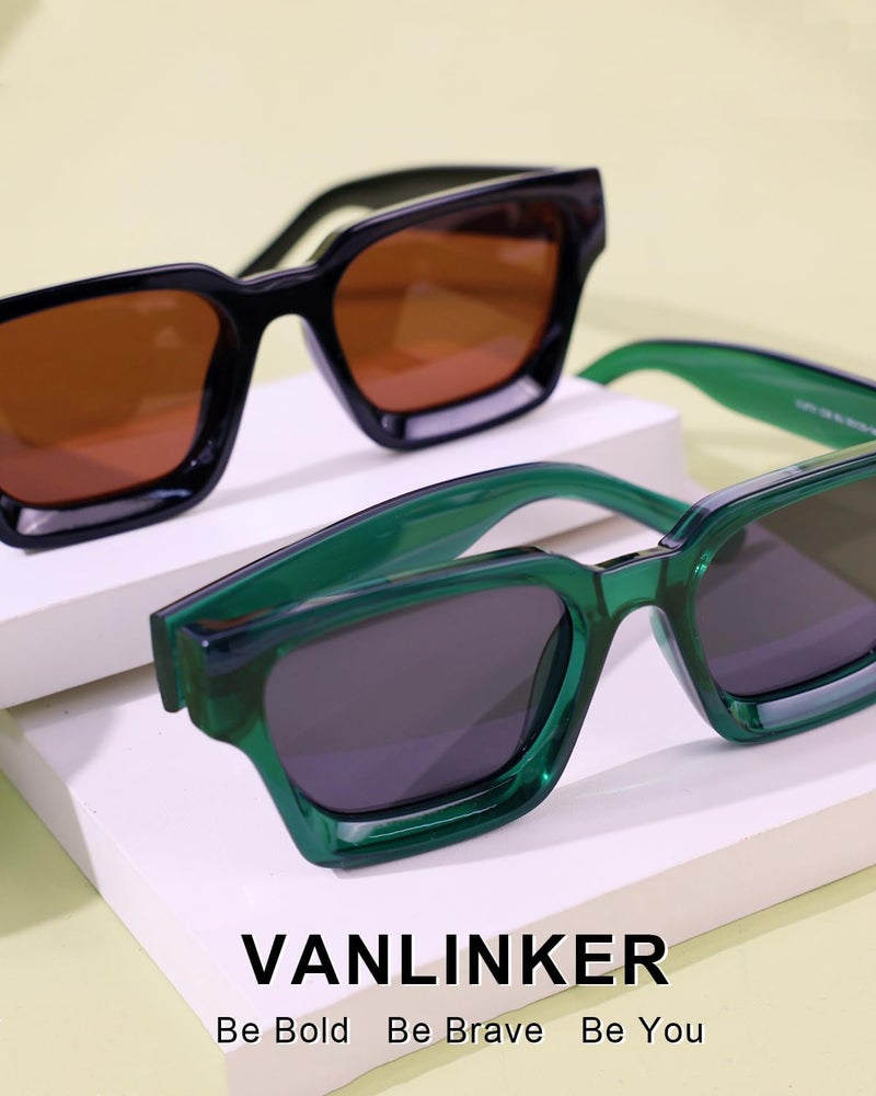 VANLINKER Thick Square Sunglasses for Men Women Retro Chunky Rectangle Shades UV400 Protection VL9731 - Image 3